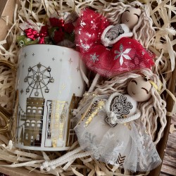 Świąteczny Zestaw Prezentowy - Kubek Aniołek - złoty